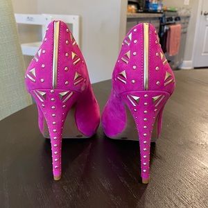 Pink suede heels with gold studs size 8.5